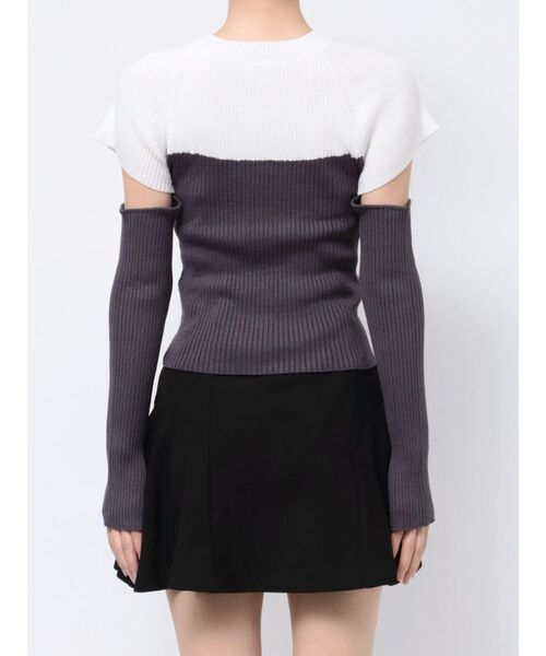 MERCURYDUO（マーキュリーデュオ）の「バイカラータイトニット（ニット/セーター・レディース・ブラック/チャコールグレー/ブラウン・FREE）」の14枚目の写真