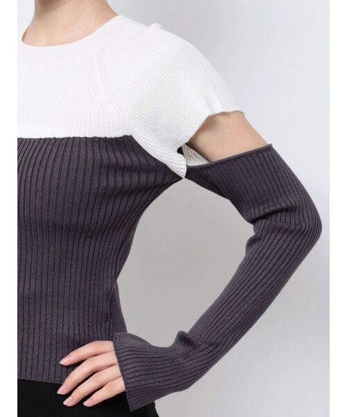 MERCURYDUO（マーキュリーデュオ）の「バイカラータイトニット（ニット/セーター・レディース・ブラック/チャコールグレー/ブラウン・FREE）」の11枚目の写真