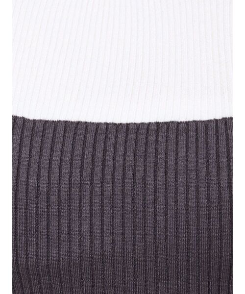 MERCURYDUO（マーキュリーデュオ）の「バイカラータイトニット（ニット/セーター・レディース・ブラック/チャコールグレー/ブラウン・FREE）」の6枚目の写真
