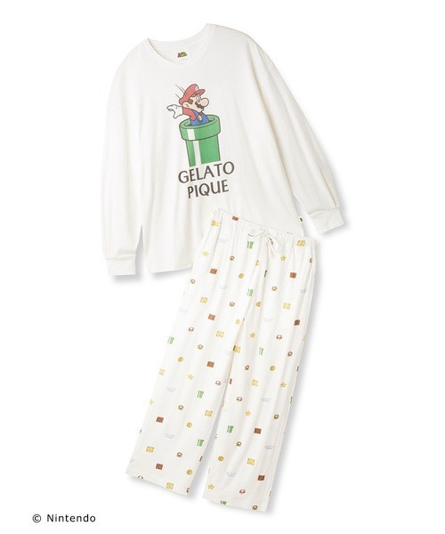 ジェラートピケ　スーパーマリオ　レディース　ロンT&ロングパンツセット gelato pique（ジェラートピケ）の「【スーパーマリオ