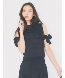 シャーリングブラウスセットニット