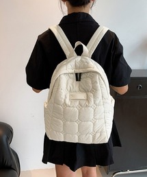 キルティング　バッグ　リュック　バックパック　ホワイト　クリーム色　レザー バックパック/リュック（ホワイト/白色系・キルティング）ファッション