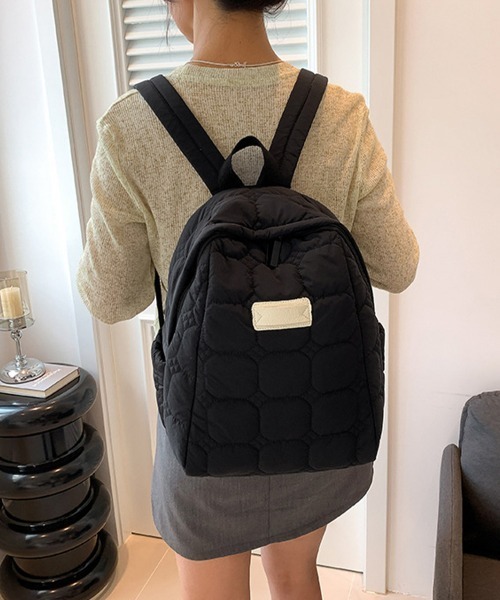 Miniministore(ミニミニストア)の「キルティングリュック レディース 韓国風(バックパック/リュック・レディース・ブラック/アイボリー/オレンジ/ブラウン/グリーン・FREE)」の7枚目の写真