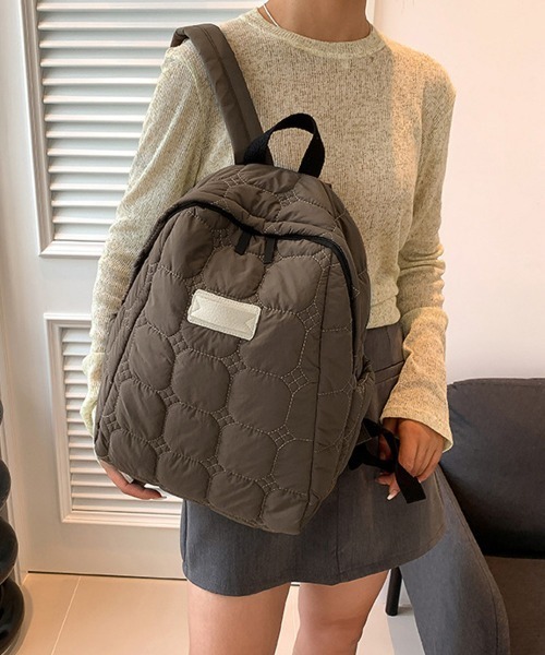 Miniministore(ミニミニストア)の「キルティングリュック レディース 韓国風(バックパック/リュック・レディース・ブラック/アイボリー/オレンジ/ブラウン/グリーン・FREE)」の9枚目の写真