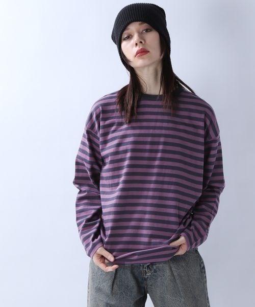 JEANASIS(ジーナシス)の「ボーダーテンジクロンTEE/104704(Tシャツ/カットソー・レディース・ホワイト系その他/パープル系その他/ネイビー系・FREE)」の18枚目の写真