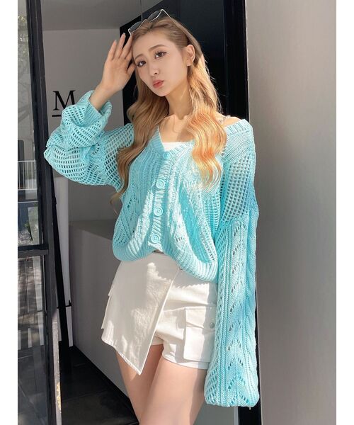 GYDA（ジェイダ）の「2WAYメッシュスリーブブリーチニットトップス（カーディガン/ボレロ・レディース・ピンク/ライトブルー/ネイビー・FREE）」の16枚目の写真