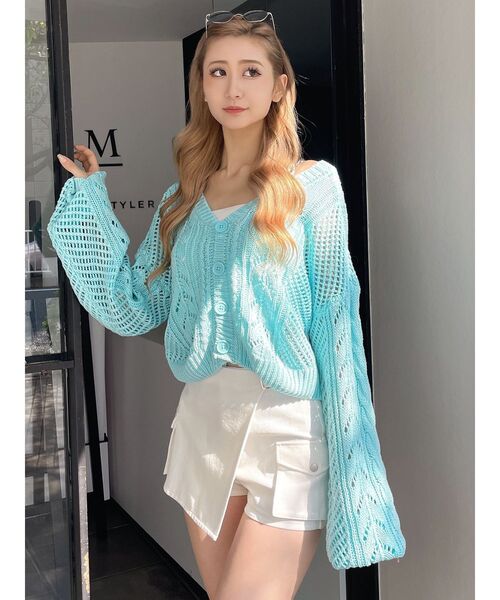 GYDA（ジェイダ）の「2WAYメッシュスリーブブリーチニットトップス（カーディガン/ボレロ・レディース・ピンク/ライトブルー/ネイビー・FREE）」の17枚目の写真