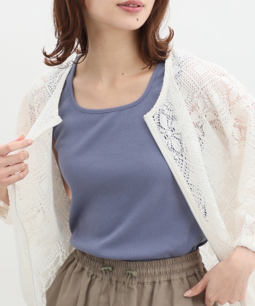 Honeys（ハニーズ）の「２ｗａｙタンクトップ（タンクトップ・レディース・スミクロ/アイボリー/ブラック/グレイッシュベージュ/ホワイト×ブラック/オレンジ系その他/ブルー/カーキ・S/M/L/LL）」の7枚目の写真