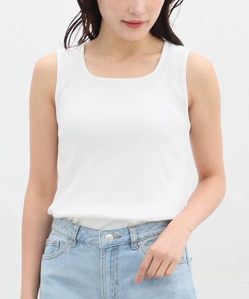 Honeys（ハニーズ）の「２ｗａｙタンクトップ（タンクトップ・レディース・スミクロ/アイボリー/ブラック/グレイッシュベージュ/ホワイト×ブラック/オレンジ系その他/ブルー/カーキ・S/M/L/LL）」の10枚目の写真