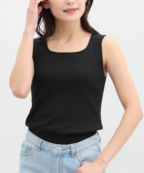 Honeys（ハニーズ）の「２ｗａｙタンクトップ（タンクトップ・レディース・スミクロ/アイボリー/ブラック/グレイッシュベージュ/ホワイト×ブラック/オレンジ系その他/ブルー/カーキ・S/M/L/LL）」の13枚目の写真