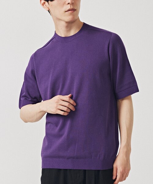 EDIFICE(エディフィス)の「ホールガーメント ニットTシャツ(ニット/セーター・メンズ・ブラック/ベージュ/ブルー/パープル・MEDIUM/LARGE)」の1枚目の写真