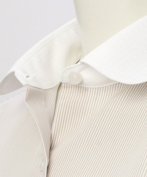 TOKYO SHIRTS（トウキョウシャツ）の「形態安定ノーアイロン クレリックラウンド 長袖ビジネスワイシャツ（ビジネスシャツ・レディース・ベージュ・S/M/L/LL/XL）」の5枚目の写真