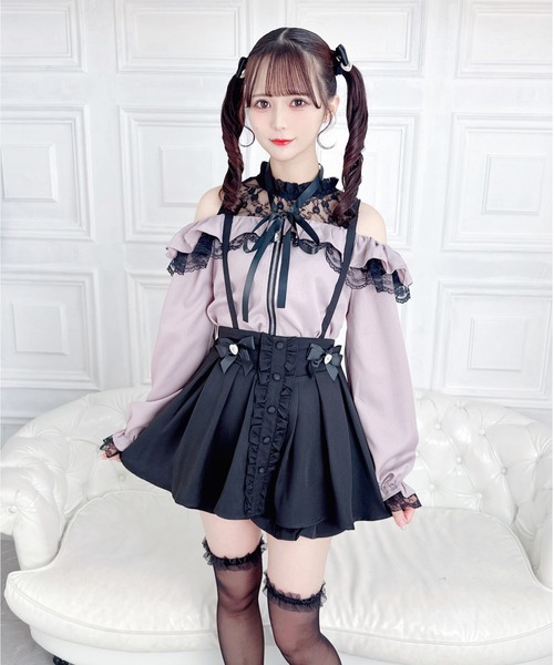 MA*RS(アメーバーマーズ)の「肩開きフリルスライダーブラウス(シャツ/ブラウス・レディース・ピンク/ホワイト/ブラック/ホワイト×ピンク・FREE)」の19枚目の写真