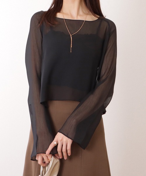 Lace Ladies(レースレディース)の「ボートネック コンパクト シアー フレア プルオーバー(Tシャツ/カットソー・レディース・ベージュ/ブラック/ピンク/ホワイト/ミント・XL/M/S)」の8枚目の写真