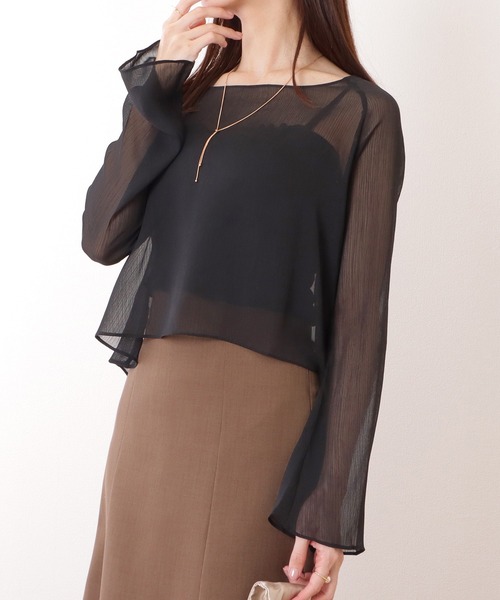 Lace Ladies(レースレディース)の「ボートネック コンパクト シアー フレア プルオーバー(Tシャツ/カットソー・レディース・ベージュ/ブラック/ピンク/ホワイト/ミント・XL/M/S)」の9枚目の写真