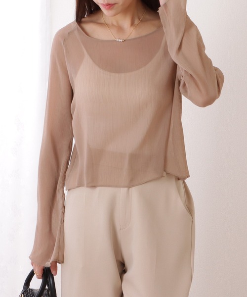 Lace Ladies(レースレディース)の「ボートネック コンパクト シアー フレア プルオーバー(Tシャツ/カットソー・レディース・ベージュ/ブラック/ピンク/ホワイト/ミント・XL/M/S)」の11枚目の写真