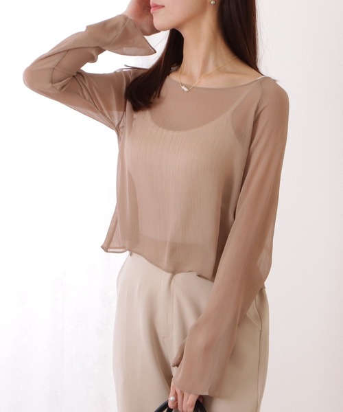 Lace Ladies(レースレディース)の「ボートネック コンパクト シアー フレア プルオーバー(Tシャツ/カットソー・レディース・ベージュ/ブラック/ピンク/ホワイト/ミント・XL/M/S)」の18枚目の写真