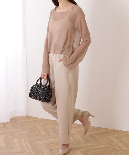 Lace Ladies(レースレディース)の「ボートネック コンパクト シアー フレア プルオーバー(Tシャツ/カットソー・レディース・ベージュ/ブラック/ピンク/ホワイト/ミント・XL/M/S)」の19枚目の写真