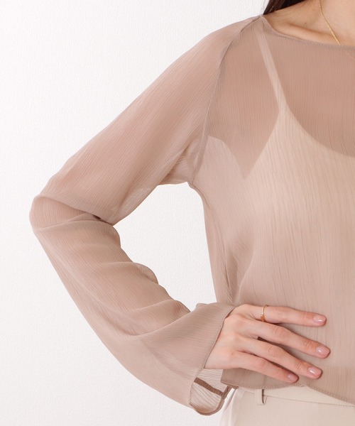 Lace Ladies(レースレディース)の「ボートネック コンパクト シアー フレア プルオーバー(Tシャツ/カットソー・レディース・ベージュ/ブラック/ピンク/ホワイト/ミント・XL/M/S)」の14枚目の写真