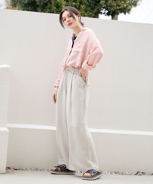 BAYFLOW（ベイフロー）の「ワイドタックイージーパンツ（その他パンツ・レディース・グレイッシュベージュ/ブラック/コーラルピンク・SMALL/MEDIUM/X-SMALL）」の11枚目の写真