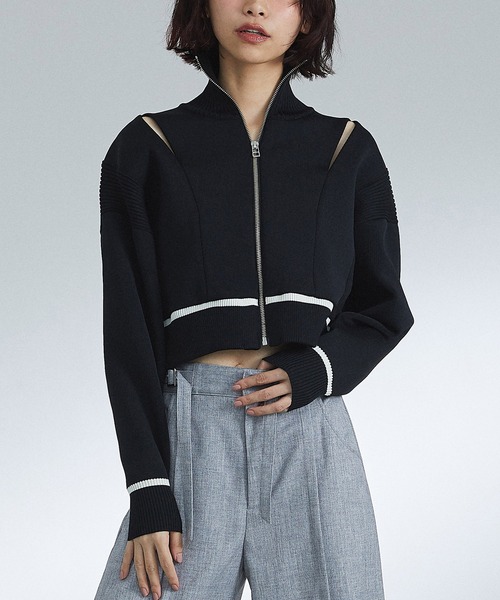 UNITED TOKYO(ユナイテッドトウキョウ)の「カッティングニットブルゾン|ウォッシャブル(ニット/セーター・レディース・ホワイト/ブラック・FREE)」の13枚目の写真