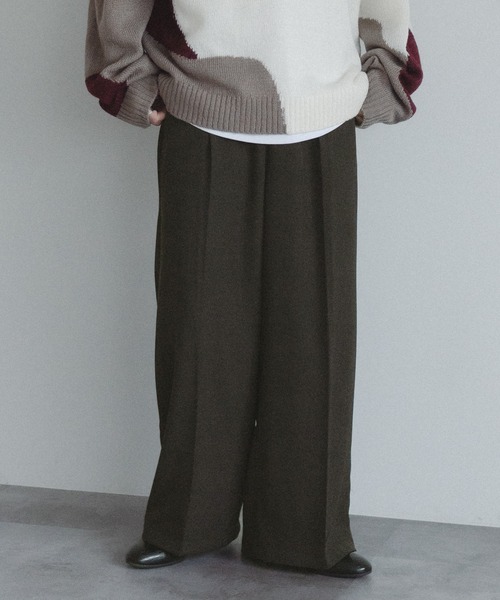 epnok（エプノック）の「センタープレスワイドバギースラックス（スラックス・メンズ・ナチュラル/ブラック/ダークブラウン/ダークグレー・SMALL/MEDIUM/LARGE）」の3枚目の写真