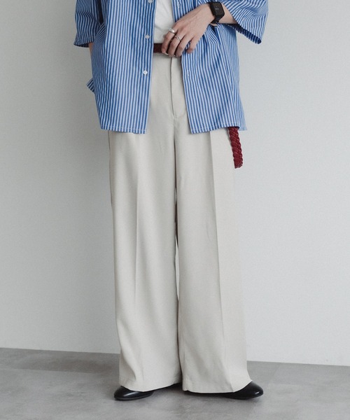 epnok（エプノック）の「センタープレスワイドバギースラックス（スラックス・メンズ・ナチュラル/ブラック/ダークブラウン/ダークグレー・SMALL/MEDIUM/LARGE）」の4枚目の写真