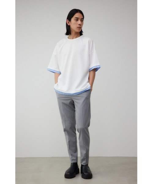 AZUL by moussy（アズールバイマウジー）の「ダンボールシャツレイヤードトップス（Tシャツ/カットソー・メンズ・グレー/ブラック/ホワイト・FREE）」の6枚目の写真