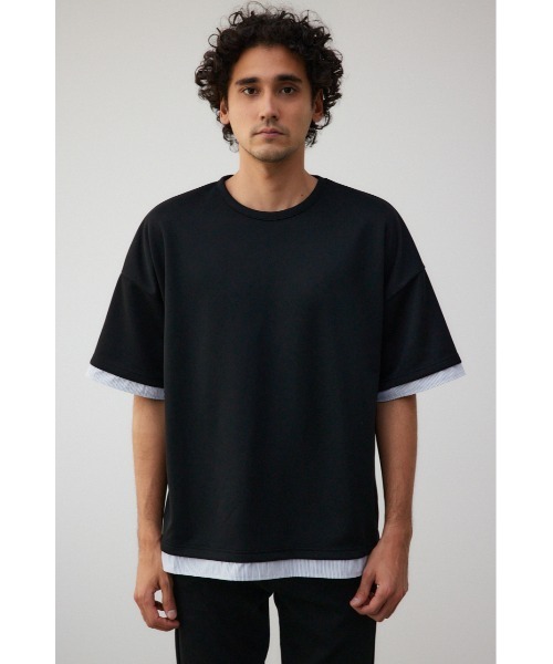 セール】ダンボールシャツレイヤードトップス（Tシャツ/カットソー