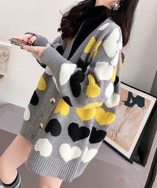 Miniministore(ミニミニストア)の「配色 ニットカーディガン レディース(カーディガン/ボレロ・レディース・グレー/ベージュ・FREE)」の10枚目の写真