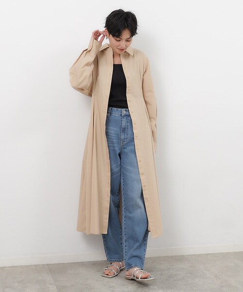 OPAQUE.CLIP（オペークドットクリップ）の「◆フィット＆フレアドルマンスリーブシャツワンピース【洗濯機洗い可】（ワンピース・レディース・ライトブルー/ネイビー/ベージュ・42/38/40）」の7枚目の写真