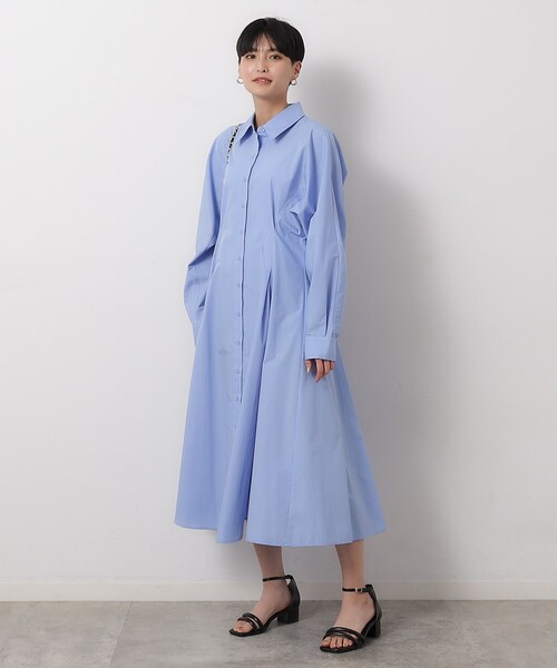 OPAQUE.CLIP（オペークドットクリップ）の「◆フィット＆フレアドルマンスリーブシャツワンピース【洗濯機洗い可】（ワンピース・レディース・ライトブルー/ネイビー/ベージュ・42/38/40）」の14枚目の写真