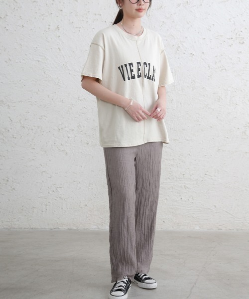 Doux Belle(ドゥーベル)の「しぼ感ワイドパンツ(その他パンツ・レディース・ブルー/グレイッシュベージュ/ブラック/オレンジ・MEDIUM)」の22枚目の写真