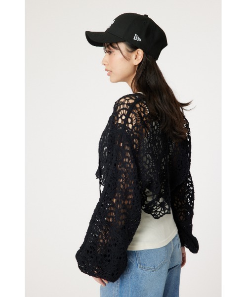RODEO CROWNS WIDE BOWL（ロデオクラウンズワイドボウル）の「クロシェニットボレロ（カーディガン/ボレロ・レディース・ブラック/オフホワイト/ライトイエロー・FREE）」の13枚目の写真