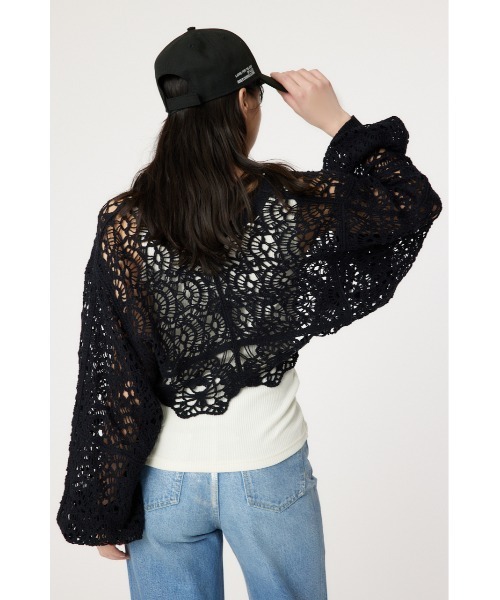 RODEO CROWNS WIDE BOWL（ロデオクラウンズワイドボウル）の「クロシェニットボレロ（カーディガン/ボレロ・レディース・ブラック/オフホワイト/ライトイエロー・FREE）」の14枚目の写真