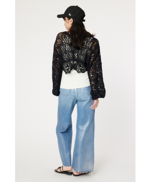 RODEO CROWNS WIDE BOWL（ロデオクラウンズワイドボウル）の「クロシェニットボレロ（カーディガン/ボレロ・レディース・ブラック/オフホワイト/ライトイエロー・FREE）」の16枚目の写真