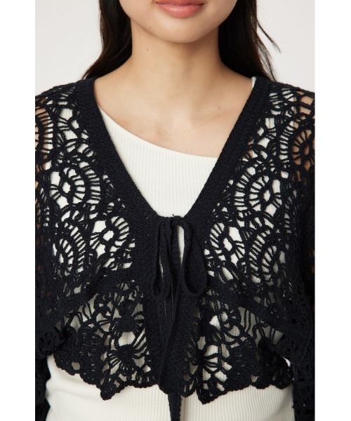 RODEO CROWNS WIDE BOWL（ロデオクラウンズワイドボウル）の「クロシェニットボレロ（カーディガン/ボレロ・レディース・ブラック/オフホワイト/ライトイエロー・FREE）」の9枚目の写真