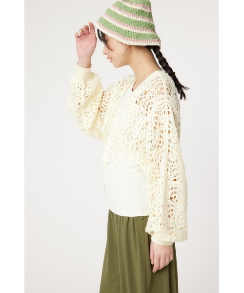 RODEO CROWNS WIDE BOWL（ロデオクラウンズワイドボウル）の「クロシェニットボレロ（カーディガン/ボレロ・レディース・ブラック/オフホワイト/ライトイエロー・FREE）」の20枚目の写真