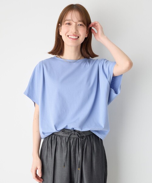 ANY(エニィ)の「【洗濯機可/UVケア/接触冷感】フレンチスリーブロゴ・カラーTシャツ(Tシャツ/カットソー・レディース・ベージュ系5/ブラック系/オールドローズ系/アイボリー系1/グレー系1/アイボリー系5/ブラウン系/ブルー系・F)」の8枚目の写真