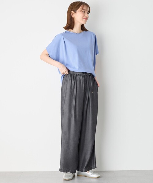 フレンチスリーブロゴTシャツ/接触冷感/洗える きれいめ派に]フレンチスリーブ ロゴTシャツ/接触冷感/洗える