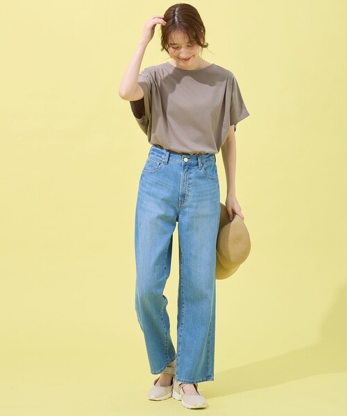 ANY(エニィ)の「【洗濯機可/UVケア/接触冷感】フレンチスリーブロゴ・カラーTシャツ(Tシャツ/カットソー・レディース・ベージュ系5/ブラック系/オールドローズ系/アイボリー系1/グレー系1/アイボリー系5/ブラウン系/ブルー系・F)」の10枚目の写真