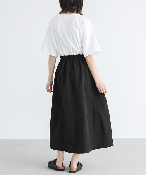 n'OrLABEL(ノアールレーベル)の「異素材ドッキングドロストワンピース(ワンピース・レディース・ブラック/ベージュ・2/1)」の14枚目の写真