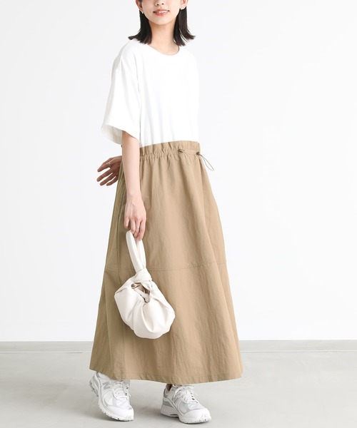 n'OrLABEL(ノアールレーベル)の「異素材ドッキングドロストワンピース(ワンピース・レディース・ブラック/ベージュ・2/1)」の15枚目の写真