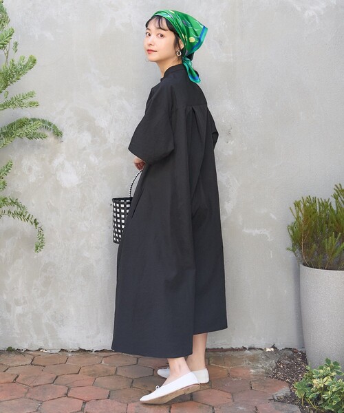 FREAK'S STORE（フリークスストア）の「※入荷NG　マオカラー 半袖フレアワンピース/シャツワンピース（シャツワンピース・レディース・ベージュ/ブラック/オフホワイト/ブルー・ﾌﾘ-）」の19枚目の写真