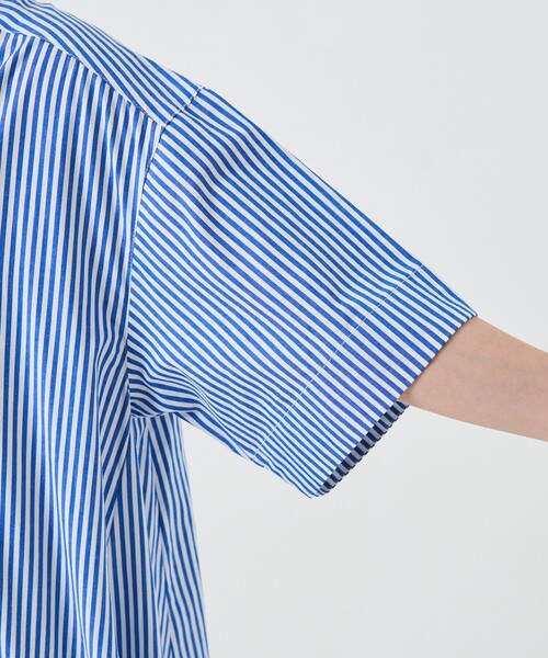 FREAK'S STORE（フリークスストア）の「※入荷NG　マオカラー 半袖フレアワンピース/シャツワンピース（シャツワンピース・レディース・ベージュ/ブラック/オフホワイト/ブルー・ﾌﾘ-）」の13枚目の写真