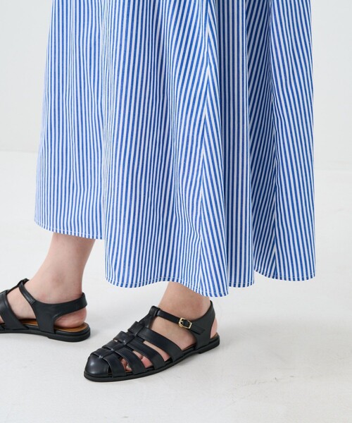 FREAK'S STORE（フリークスストア）の「※入荷NG　マオカラー 半袖フレアワンピース/シャツワンピース（シャツワンピース・レディース・ベージュ/ブラック/オフホワイト/ブルー・ﾌﾘ-）」の16枚目の写真