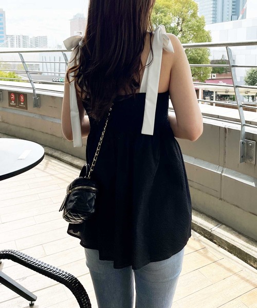 nelliy.（ネルリー）の「バイカラーぽこぽこリボンビスチェ（キャミソール・レディース・ブラック/ホワイト・MEDIUM/LARGE）」の12枚目の写真