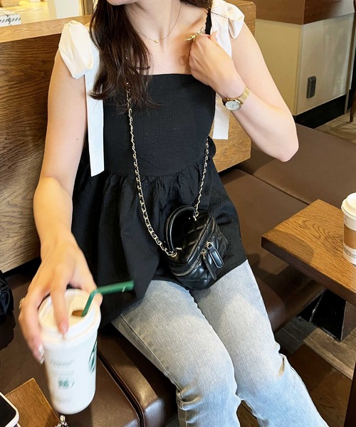 nelliy.（ネルリー）の「バイカラーぽこぽこリボンビスチェ（キャミソール・レディース・ブラック/ホワイト・MEDIUM/LARGE）」の14枚目の写真