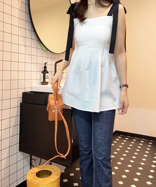 nelliy.（ネルリー）の「バイカラーぽこぽこリボンビスチェ（キャミソール・レディース・ブラック/ホワイト・MEDIUM/LARGE）」の7枚目の写真
