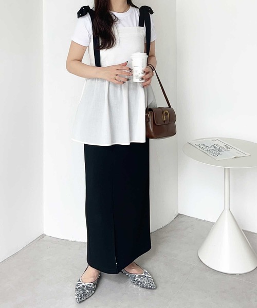nelliy.（ネルリー）の「バイカラーぽこぽこリボンビスチェ（キャミソール・レディース・ブラック/ホワイト・MEDIUM/LARGE）」の22枚目の写真